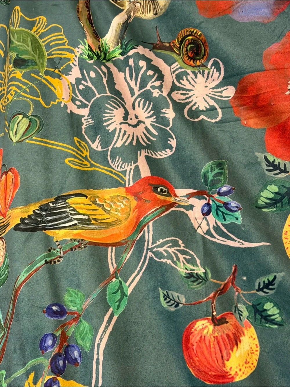 Anthropologie Velvet Floral Throw Blanket - Teal Multi by Natalie Lete